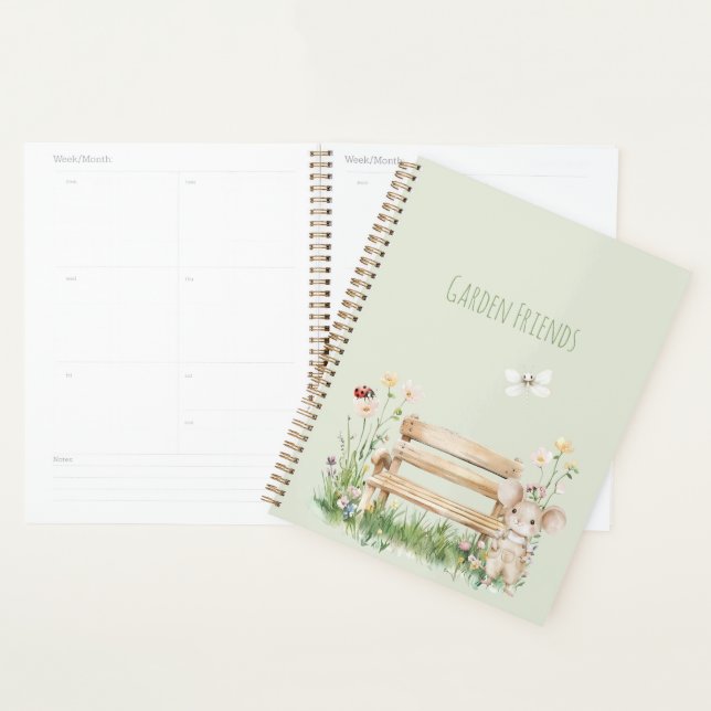 Garden Ladybug Dragonfly Mouse Bench Garden  Planner (Display)