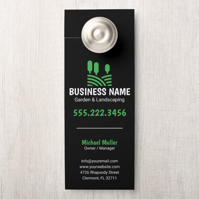 Garden Landscaping Green Trees lawn care garden Door Hanger (On Knob)