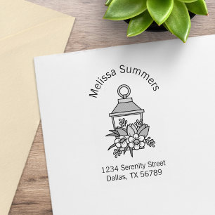 Garden Lantern Flowers Arch Address 5 Rubber Stamp