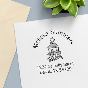 Garden Lantern Flowers Arch Address 6 Self-inking Stamp