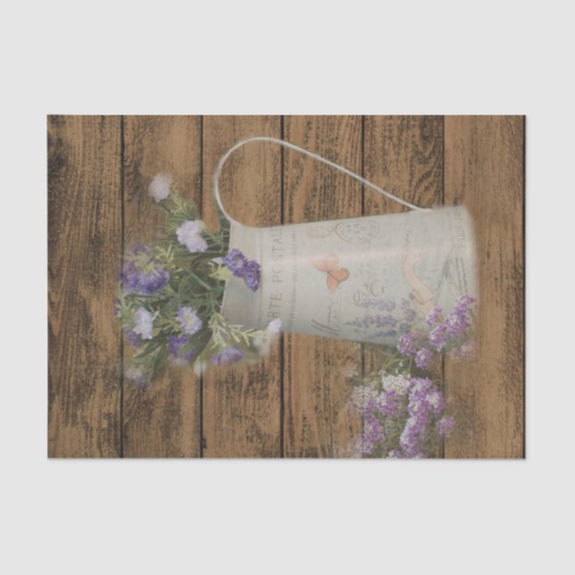 garden lavender rustic country barn wood tissue paper (Front)