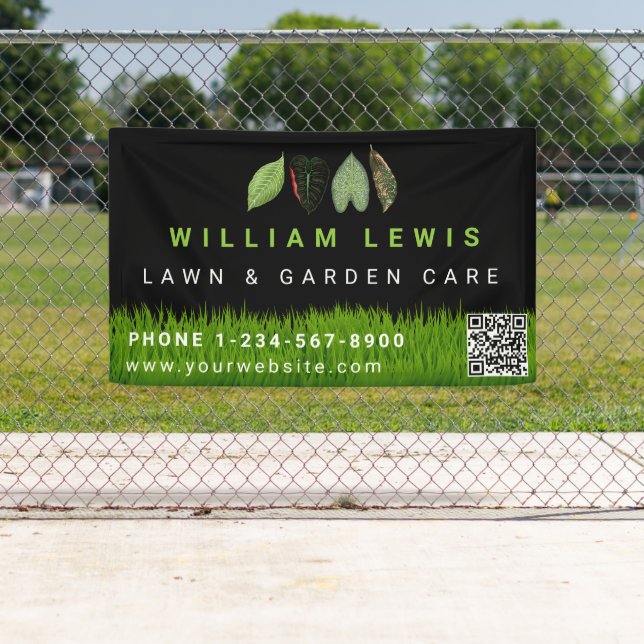Garden Lawn Care Landscaping Leaves Business Logo Banner (Insitu)