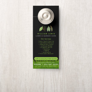 Garden Lawn Care Landscaping Leaves Business Logo Door Hanger