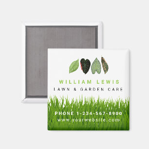 Garden Lawn Care Landscaping Leaves Business Logo Magnet