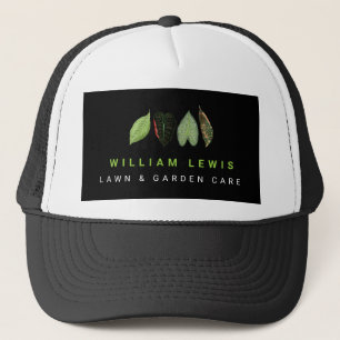Garden Lawn Care Landscaping Leaves Business Logo Trucker Hat