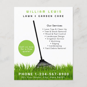 Garden Lawn Care Landscaping Modern Grass Rake Flyer