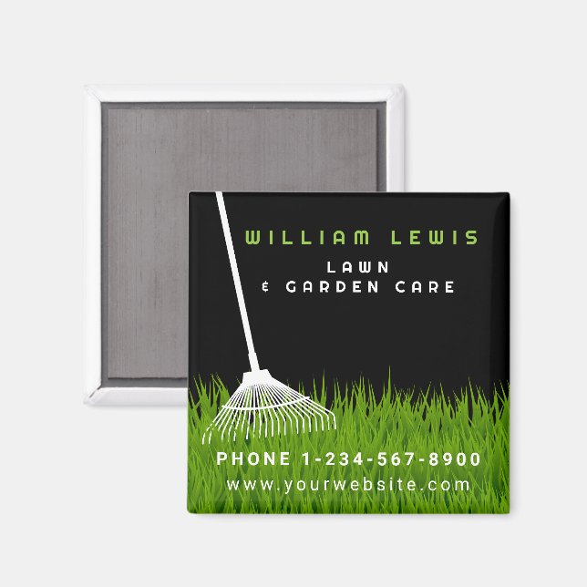 Garden Lawn Care Landscaping Modern Grass Rake Magnet (Front/Back)