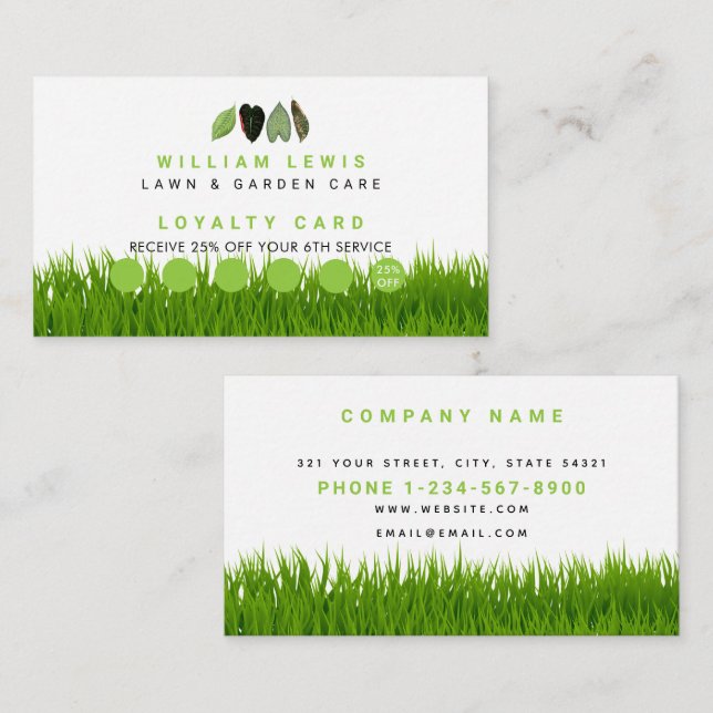 Garden Lawn Care Leaves Business Loyalty Business Card (Front/Back)