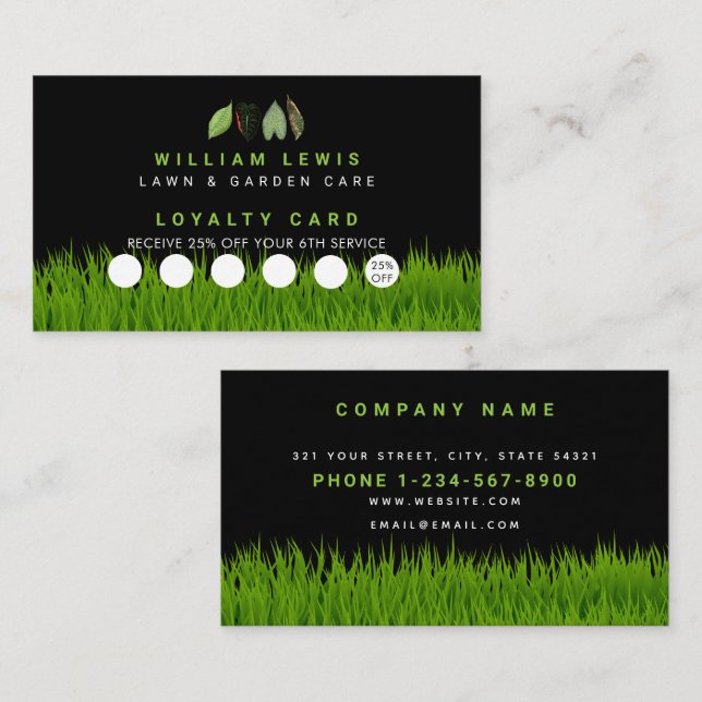 Garden Lawn Care Leaves Business Loyalty Business Card (Front/Back)