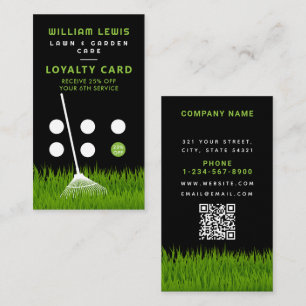 Garden Lawn Care Modern Grass Rake Loyalty Business Card