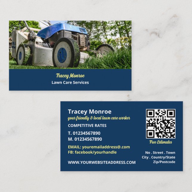 Garden Lawn-Mower, Lawn Care Services Business Card (Front/Back)
