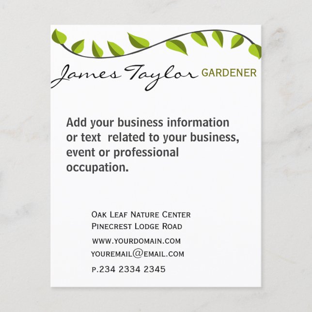 Garden Leaf Gardening Green Flyer (Front)