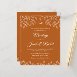 Garden Leaves Burnt Orange Fall Wedding Invitation