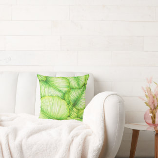 Garden Leaves Illustration Throw Pillow