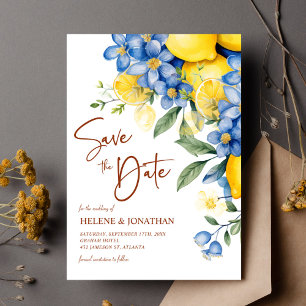 Garden Lemon Watercolor Floral Elegant Wedding Save The Date