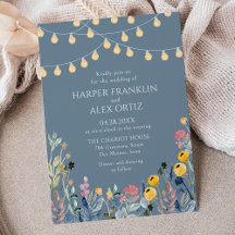 Garden Lights and Wildflowers Wedding Invitation