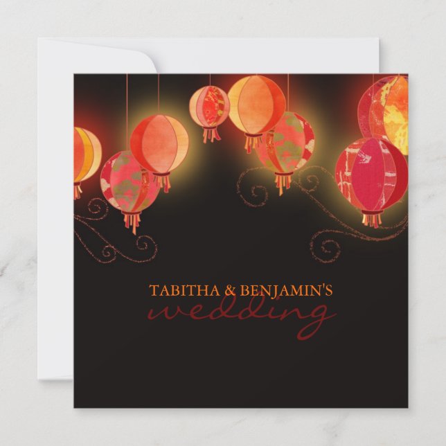 Garden Lights Paper Lanterns Wedding Invitation (Front)