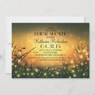 garden lights rustic bridal shower invitation