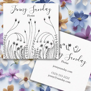 Garden Line Art Florist Landscaper Square Business Card