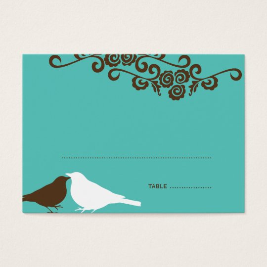 Garden love birds teal wedding escort place card