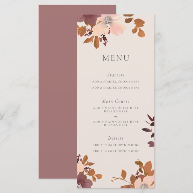 Garden Love Menu Card (Front/Back)