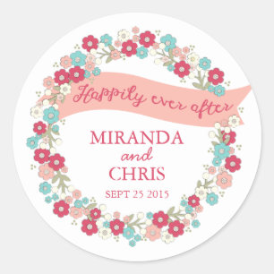 Garden Love Wreath Personalised Wedding Sticker
