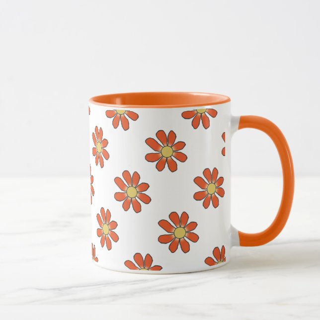 Garden Lovers Floral Pattern Orange Yellow Mug (Right)