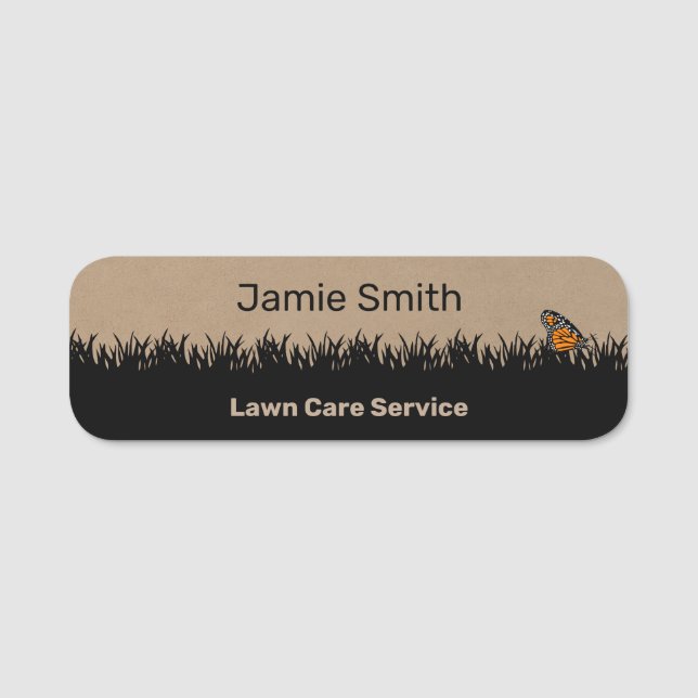Garden Maintenance Service Khaki & Black Name Tag (Front)