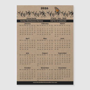 Garden Maintenance Service Magnetic 2026 Calendar