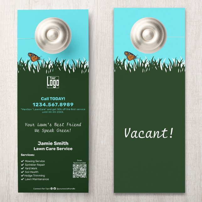 Garden Maintenance Service Promotional Custom  Door Hanger (Garden Maintenance Service Promotional Custom Door Hanger, Call to Action, QR code, Social Connect)