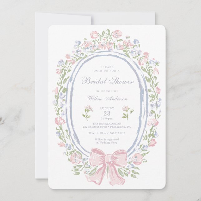 Garden Manor Painted Flowers Bridal Shower Invitation (Front)