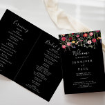 Garden Multicolor Wildflower Folded Wedding Programme<br><div class="desc">This garden multicolor wildflower folded wedding program is perfect for a rustic wedding. The design features a multicolored assortment of pink,  blush,  purple,  yellow,  white,  violet,  red,  burgundy wild flowers in a black background.

Include a quote or short message,  order of service,  wedding party and thank you message.</div>
