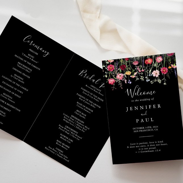 Garden Multicolor Wildflower Folded Wedding Programme (Creator Uploaded)