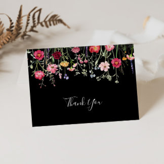 Garden Multicolor Wildflower Folded Wedding Thank You Card
