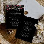 Garden Multicolor Wildflower Front & Back Wedding Invitation<br><div class="desc">This garden multicolor wildflower front and back wedding invitation is perfect for a rustic wedding. The design features a multicolored assortment of pink, blush, purple, yellow, white, violet, red, burgundy wild flowers in a black background. Save paper by including more details on the back of the invitation instead of on...</div>