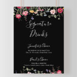 Garden Multicolor Wildflower Signature Drinks Sign<br><div class="desc">This garden multicolor wildflower signature drinks sign is perfect for a rustic wedding. The design features a multicolored assortment of pink,  blush,  purple,  yellow,  white,  violet,  red,  burgundy wild flowers in a black background.

Personalise the sign with the names of the bride and groom and their favourite drink choice.</div>