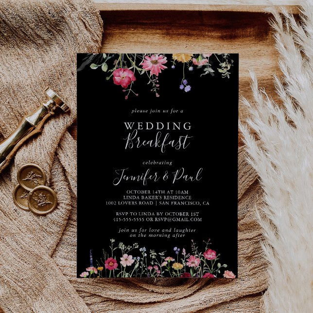 Garden Multicolor Wildflower Wedding Breakfast Invitation (Creator Uploaded)