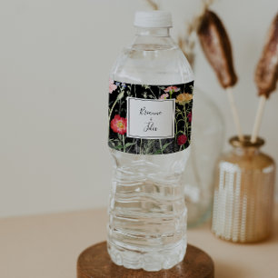 Garden Multicolor Wildflower Wedding  Water Bottle Label