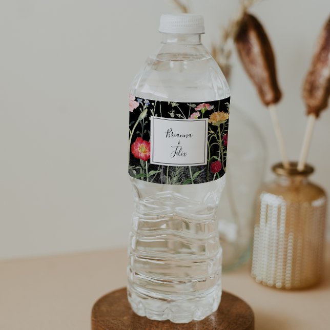 Garden Multicolor Wildflower Wedding  Water Bottle Label (Creator Uploaded)