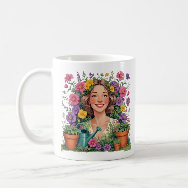 Garden Mum-Garden Queen-Floral Gardener Coffee Mug (Left)