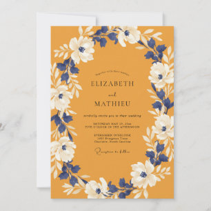 Garden Mustard Indigo Vine Wedding Invitation