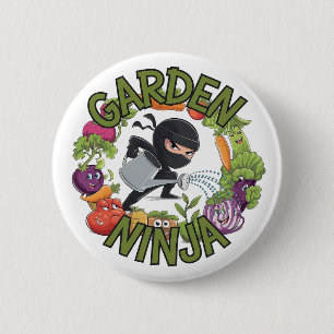 Garden Ninja Design - Fun Gardening Graphic 6 Cm Round Badge