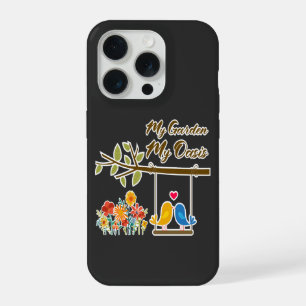 Garden Oasis Cute Birds On Swing Romantic Art iPhone 15 Pro Case