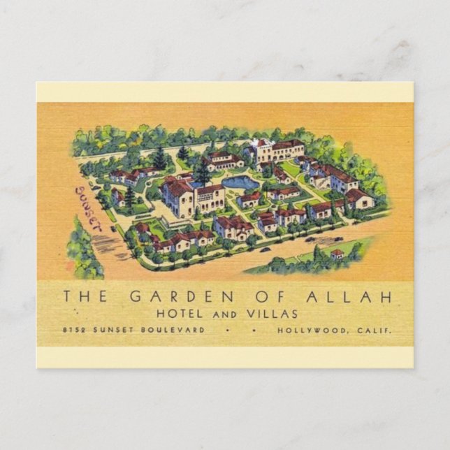 Garden of Allah Hotel colour postcard (Front)