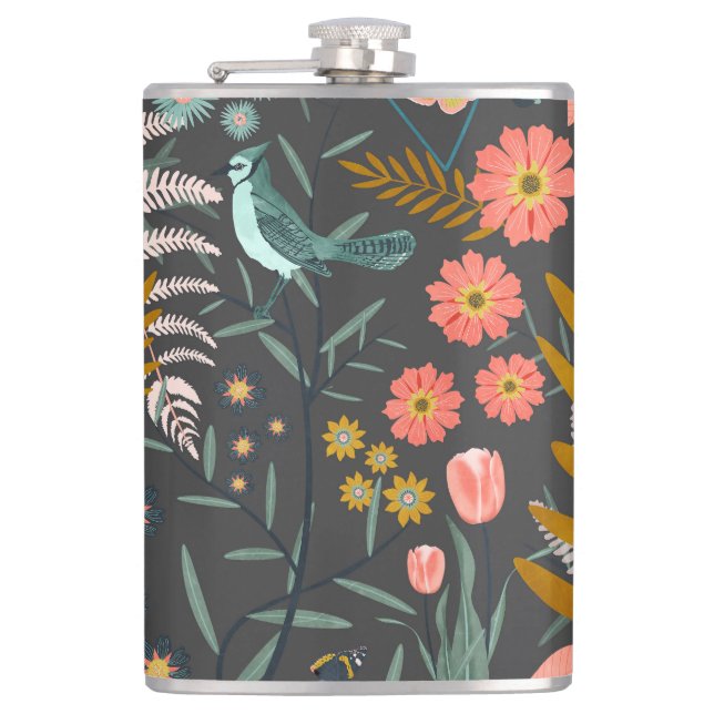 Garden of birds hip flask (Front)