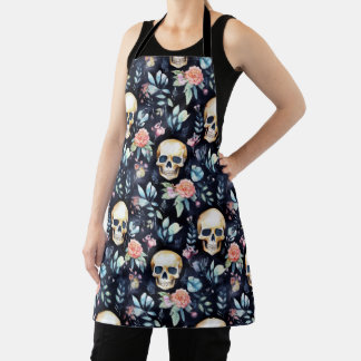 Garden of Bones Apron - Skulls and Roses