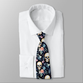 Garden of Bones Business Neck Tie Skulls and Roses