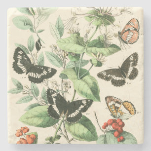Garden of Butterflies and Flowers Stone Coaster