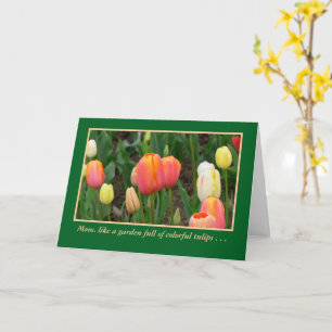 "GARDEN OF COLORFUL TULIPS", MOTHERS DAY CARD