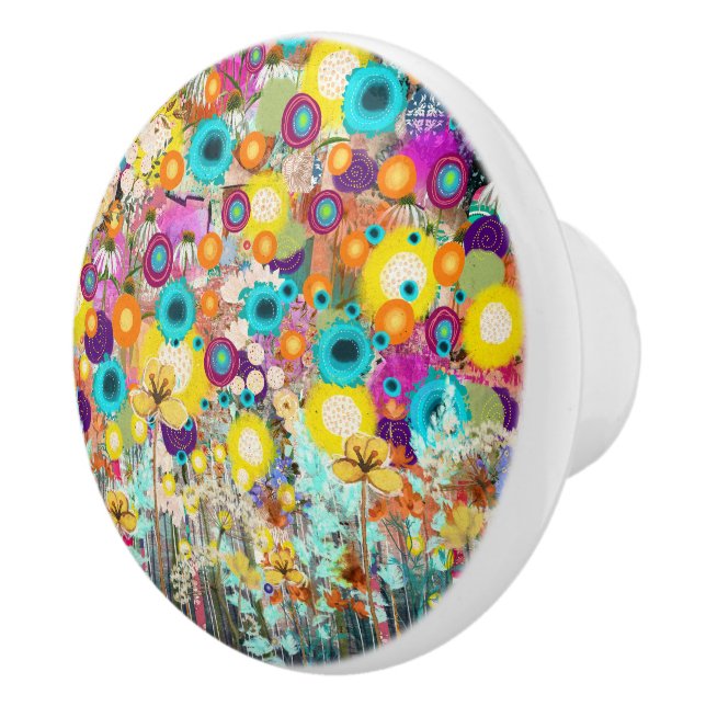 Garden of Dreams - Nature Inspired Floral Art - Ceramic Knob (Right)